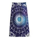 Zodiac Horoscopes Print Cotton Front Slit Maxi Skirt