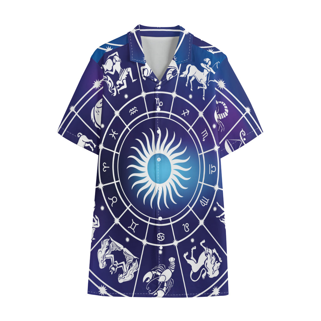 Zodiac Horoscopes Print Cotton Hawaiian Shirt