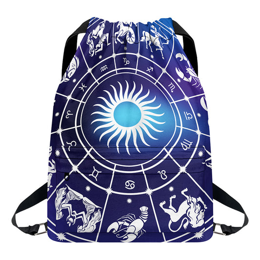 Zodiac Horoscopes Print Drawstring Backpack