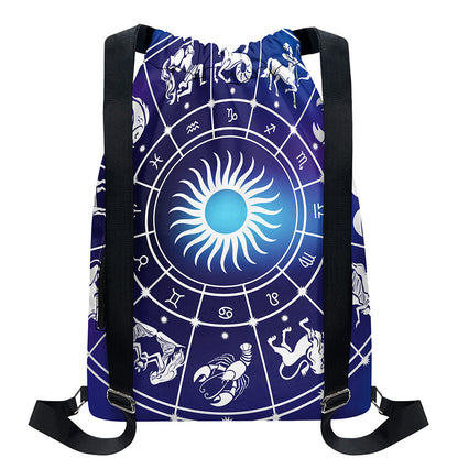 Zodiac Horoscopes Print Drawstring Backpack