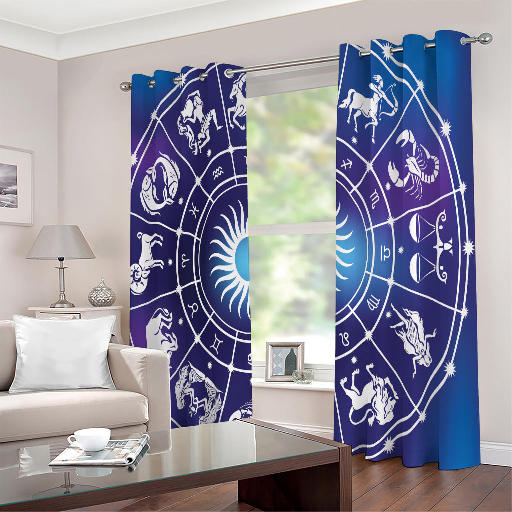 Zodiac Horoscopes Print Extra Wide Grommet Curtains