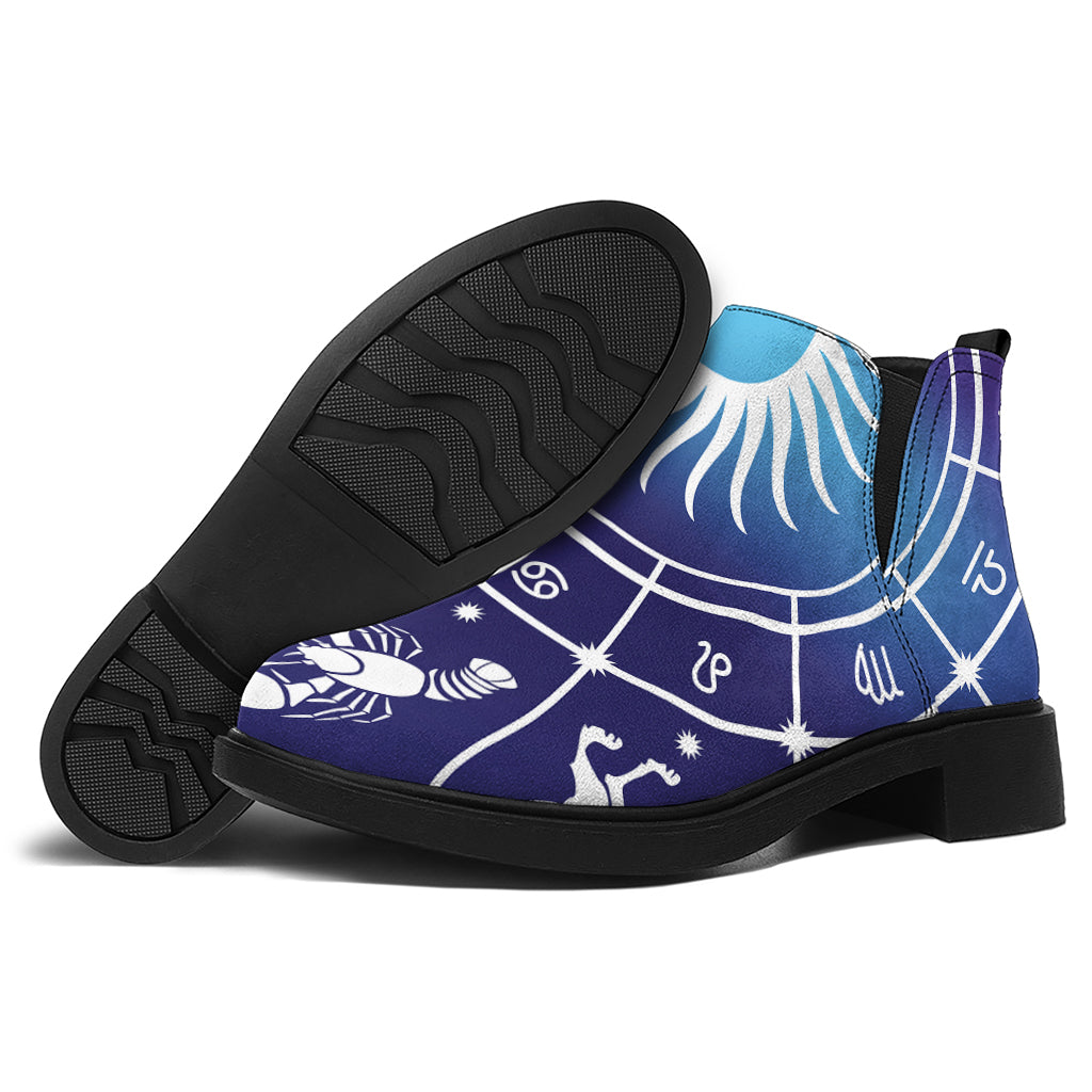 Zodiac Horoscopes Print Flat Ankle Boots