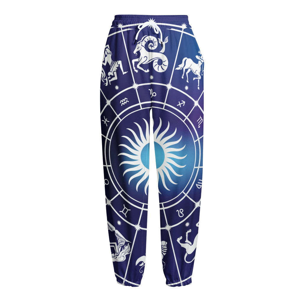 Zodiac Horoscopes Print Fleece Lined Knit Pants