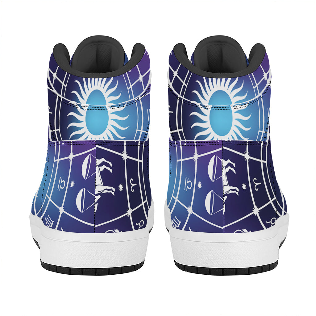Zodiac Horoscopes Print High Top Leather Sneakers
