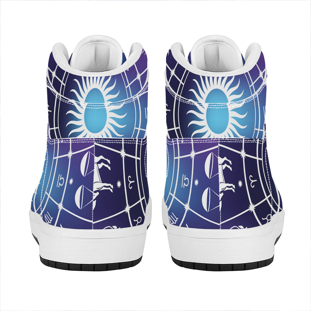 Zodiac Horoscopes Print High Top Leather Sneakers