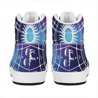 Zodiac Horoscopes Print High Top Leather Sneakers