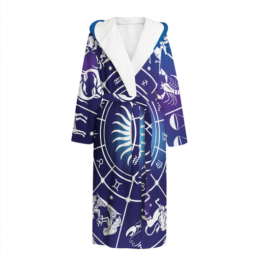 Zodiac Horoscopes Print Hooded Bathrobe
