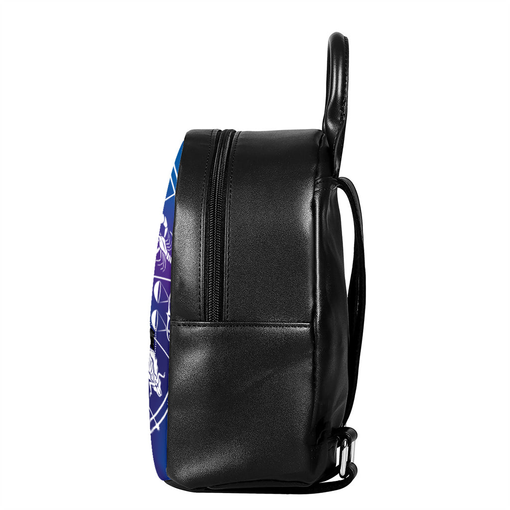 Zodiac Horoscopes Print Leather Backpack