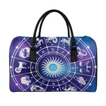 Zodiac Horoscopes Print Leather Duffle Bag