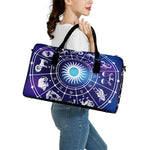 Zodiac Horoscopes Print Leather Duffle Bag