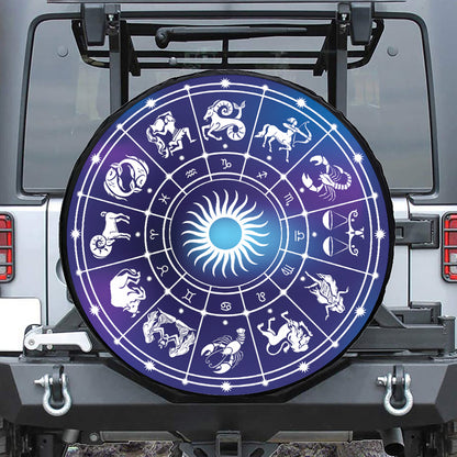 Zodiac Horoscopes Print Leather Spare Tire Cover