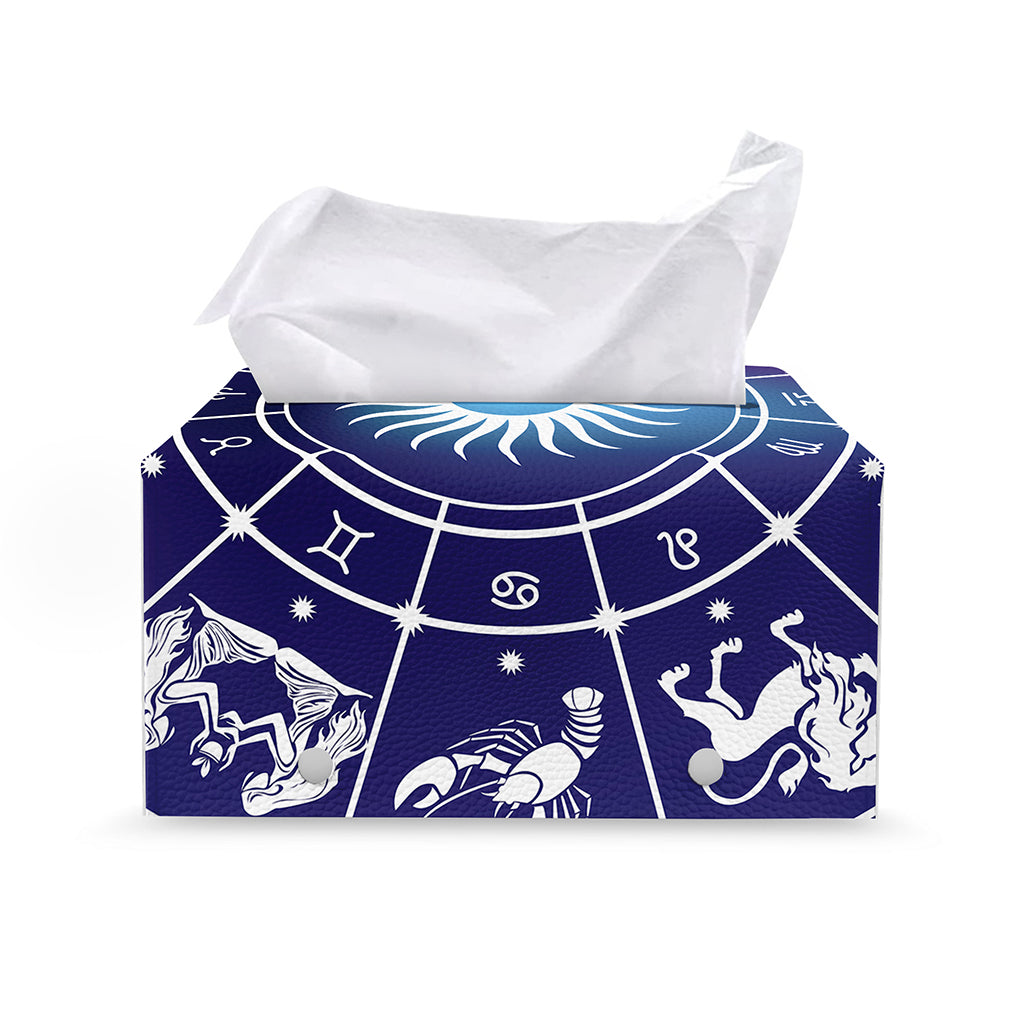 Zodiac Horoscopes Print Leather Tissue Box Cover
