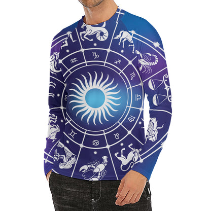 Zodiac Horoscopes Print Men's Long Sleeve Rash Guard