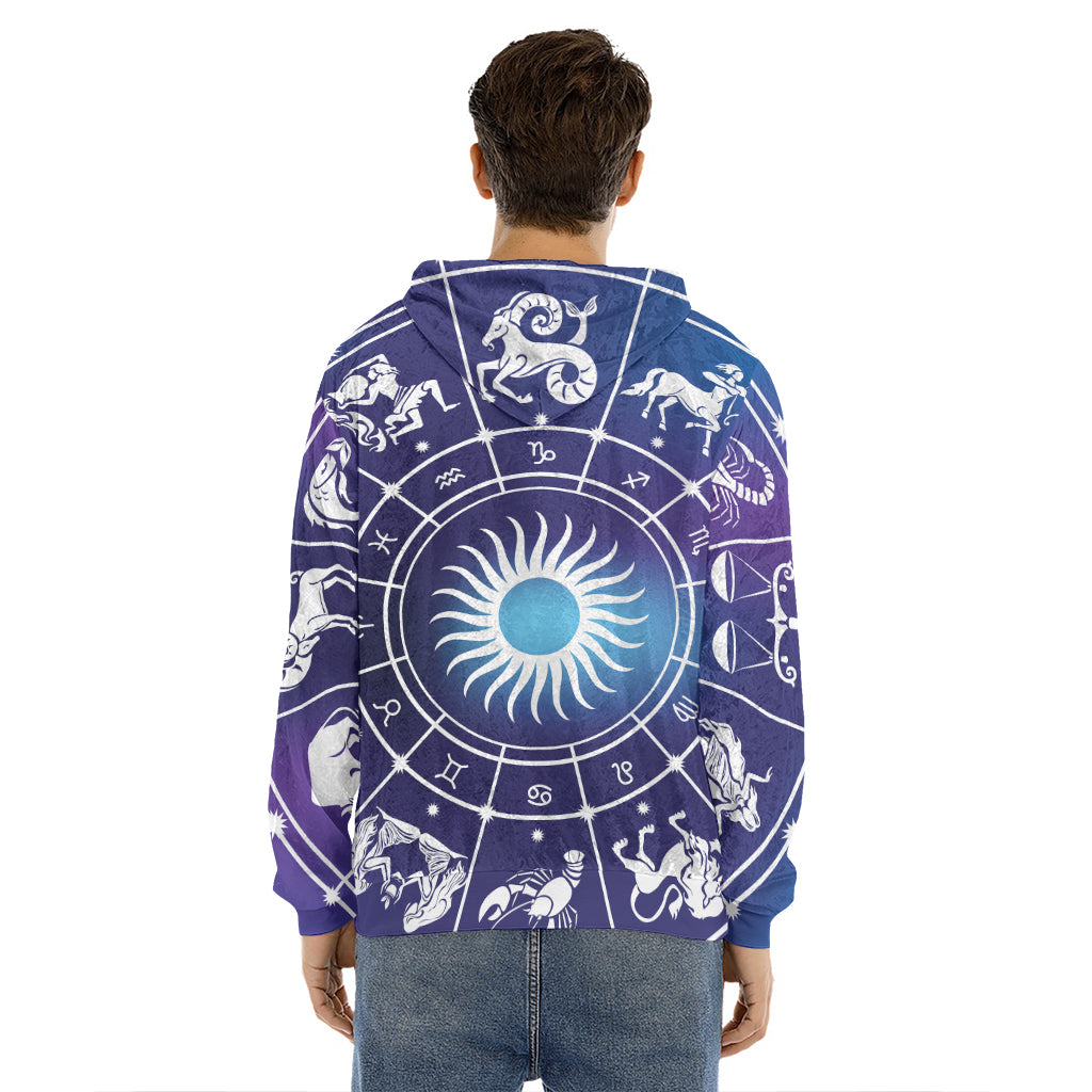 Zodiac Horoscopes Print Men's Velvet Pullover Hoodie
