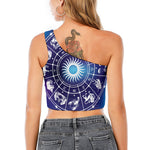 Zodiac Horoscopes Print One Shoulder Crop Top