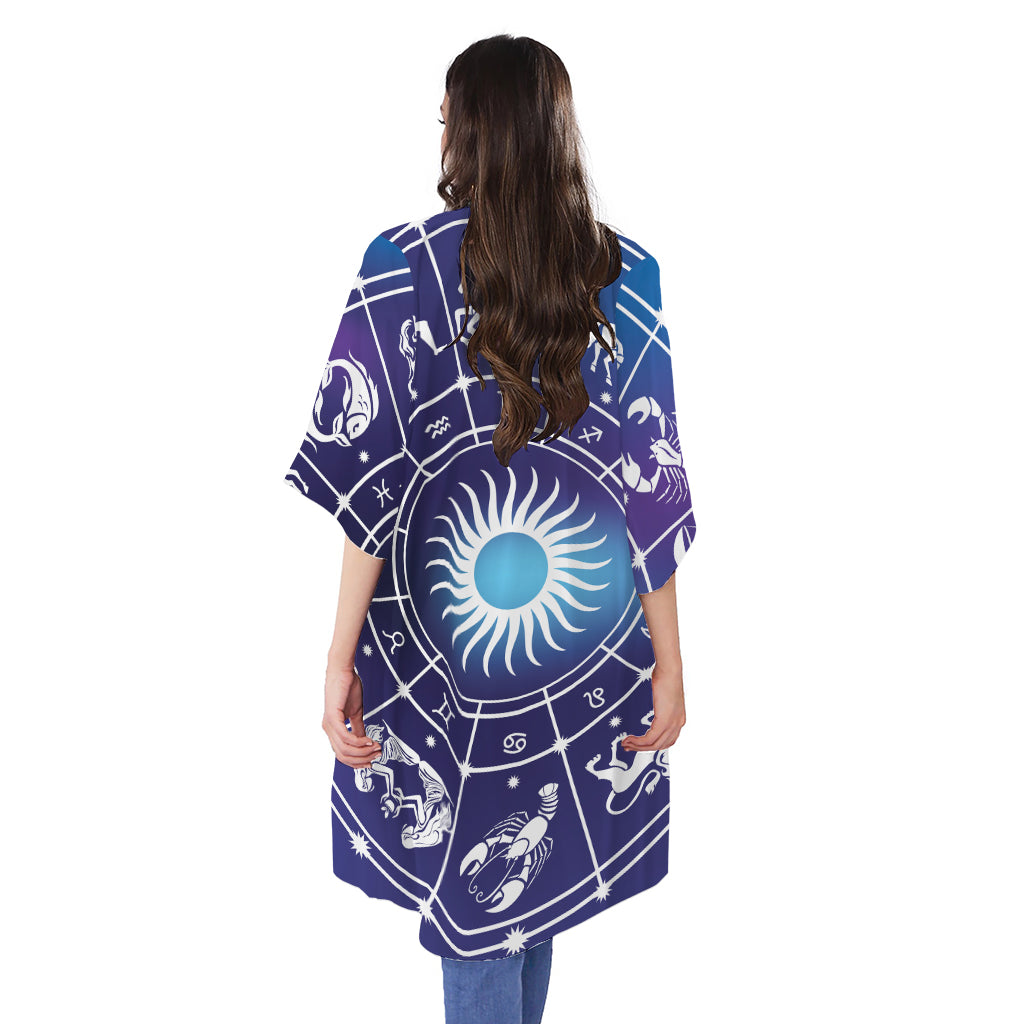 Zodiac Horoscopes Print Open Front Beach Cover Up