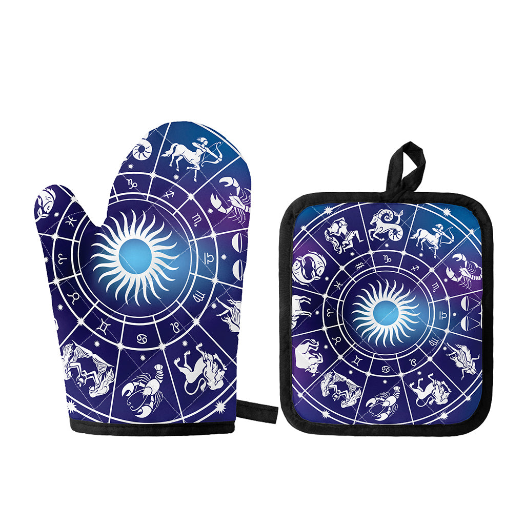Zodiac Horoscopes Print Oven Mitt And Pot Holder Set