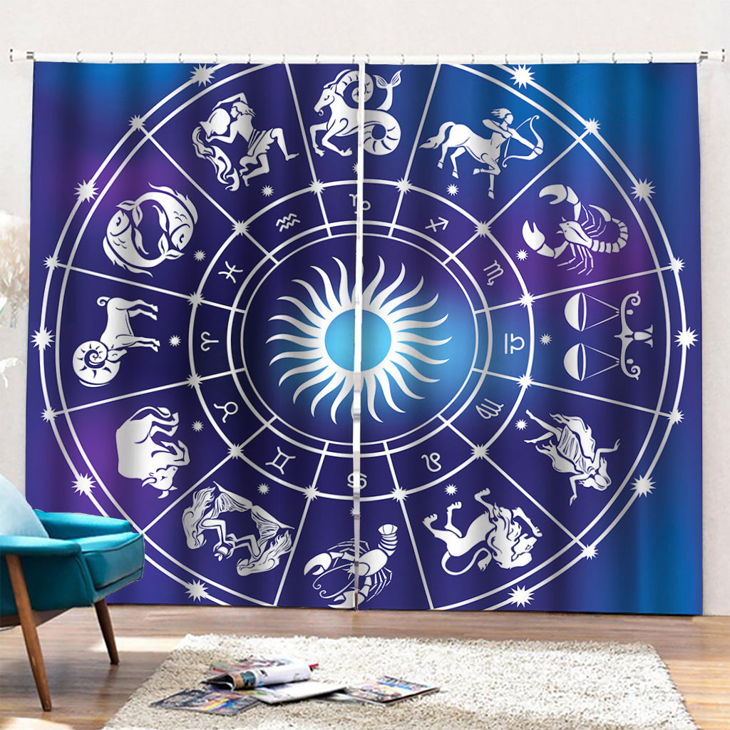 Zodiac Horoscopes Print Pencil Pleat Curtains
