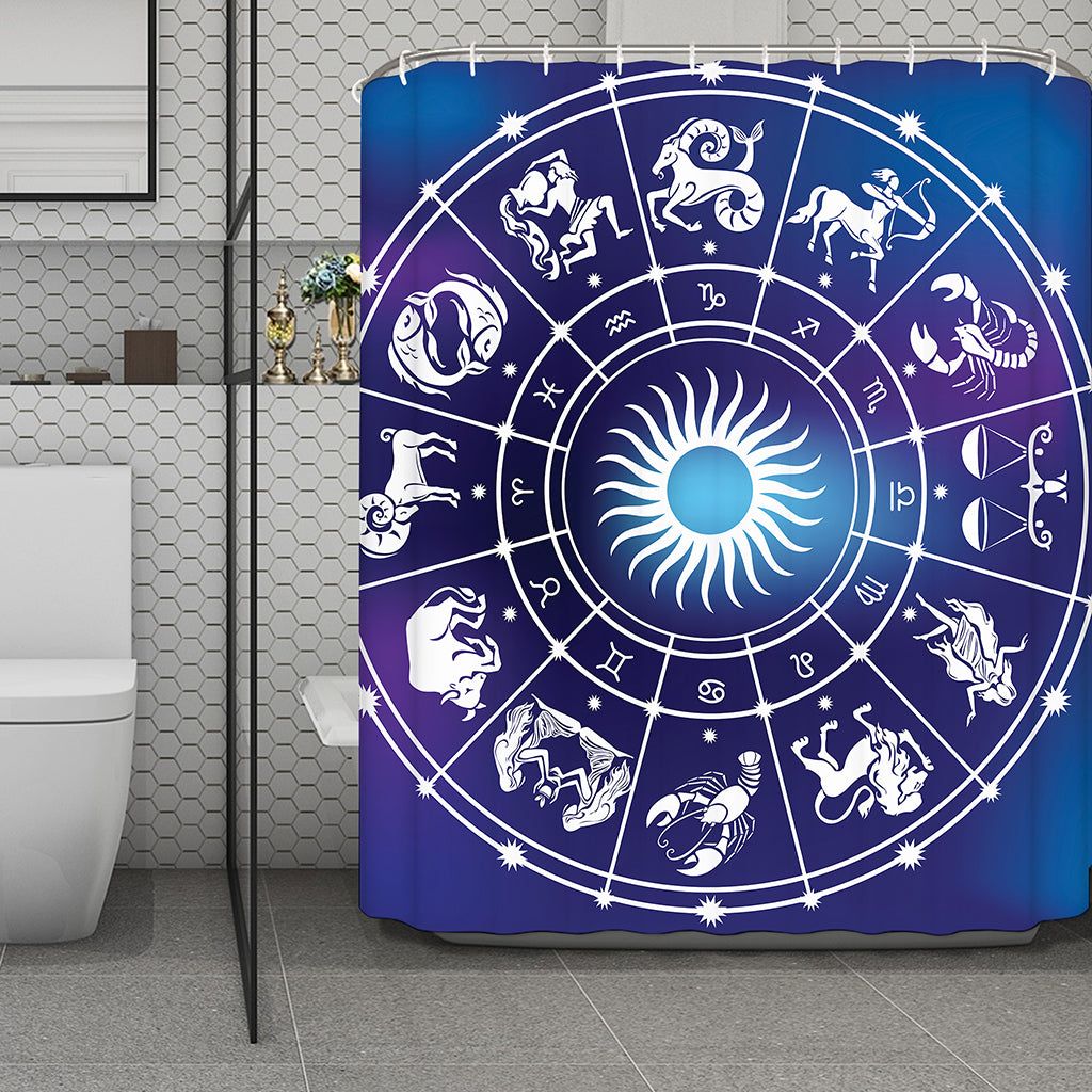 Zodiac Horoscopes Print Polyester Shower Curtain