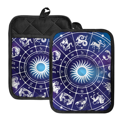 Zodiac Horoscopes Print Pot Holders With Pocket