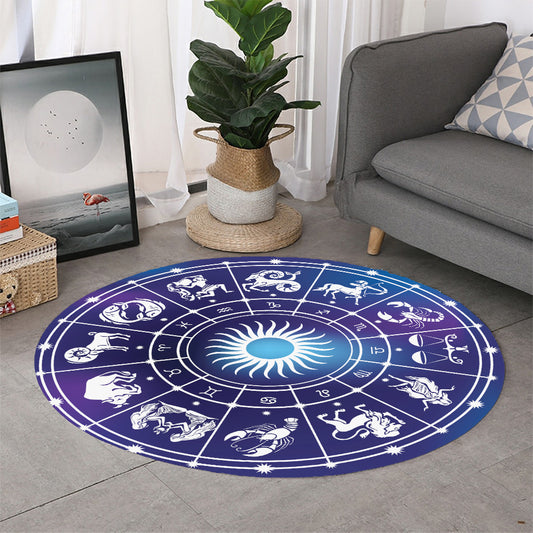 Zodiac Horoscopes Print Round Rug