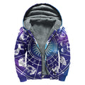 Zodiac Horoscopes Print Sherpa Lined Zip Up Hoodie