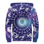 Zodiac Horoscopes Print Sherpa Lined Zip Up Hoodie