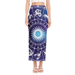 Zodiac Horoscopes Print Side Slit Maxi Skirt