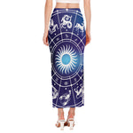 Zodiac Horoscopes Print Side Slit Maxi Skirt