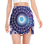 Zodiac Horoscopes Print Side Slit Mini Skirt