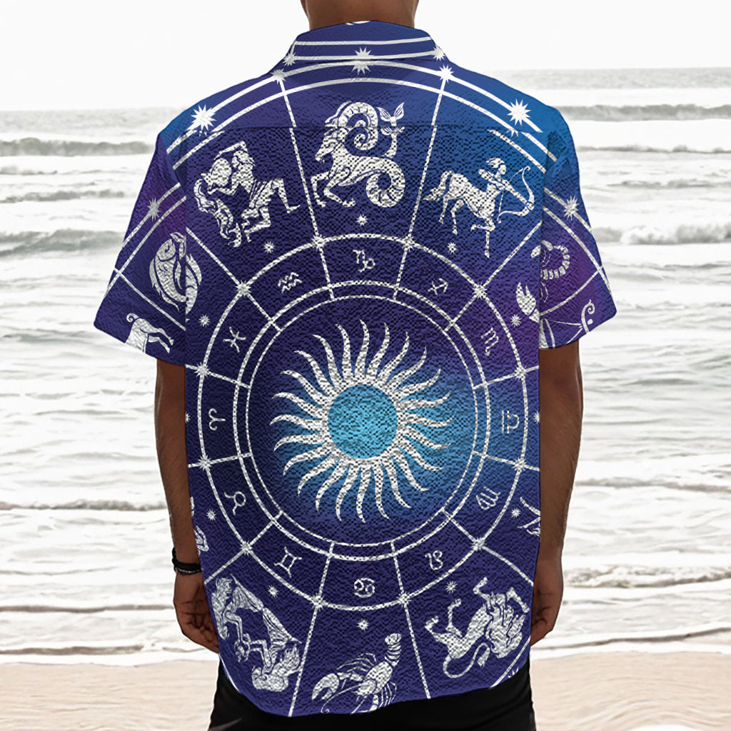 Zodiac Horoscopes Print Textured Short Sleeve Shirt