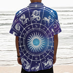 Zodiac Horoscopes Print Textured Short Sleeve Shirt