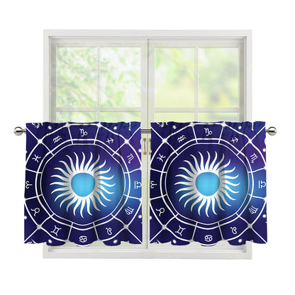 Zodiac Horoscopes Print Tier Curtains