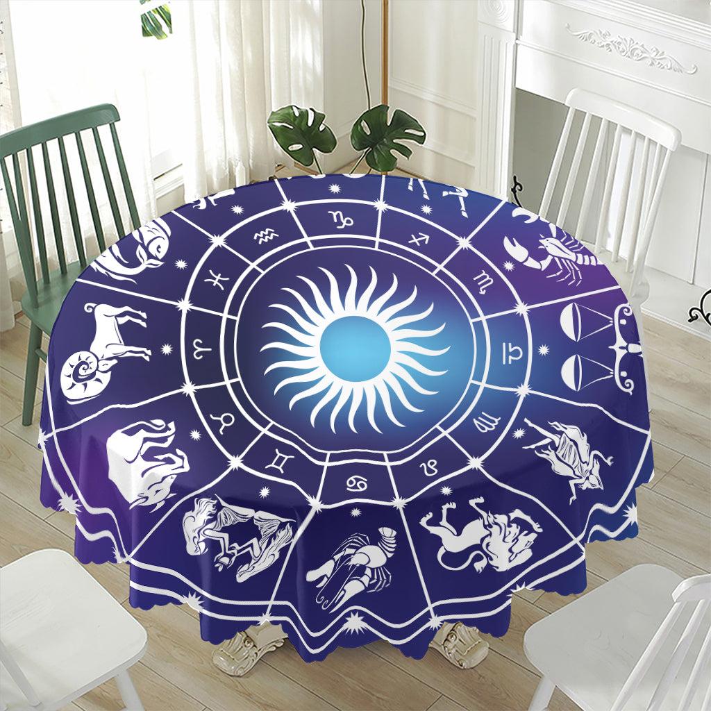 Zodiac Horoscopes Print Waterproof Round Tablecloth