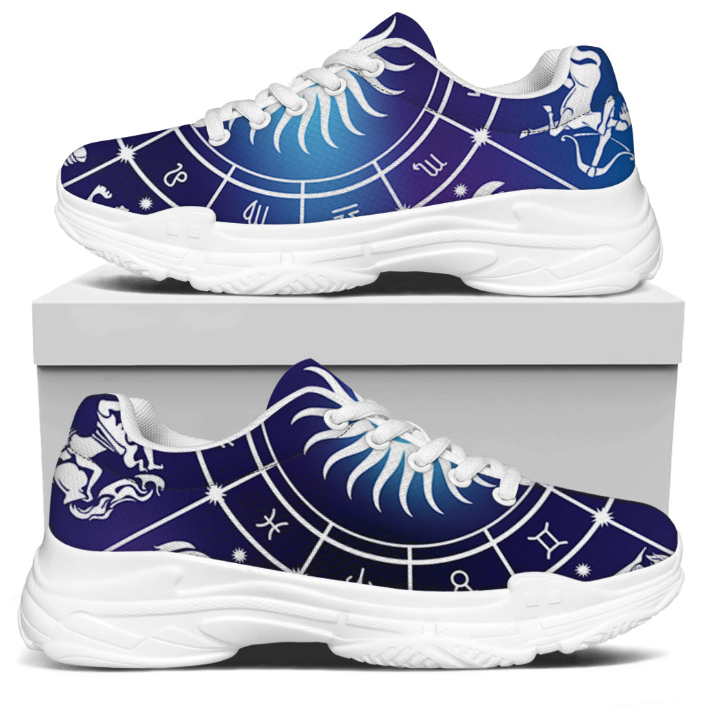 Zodiac Horoscopes Print White Chunky Shoes