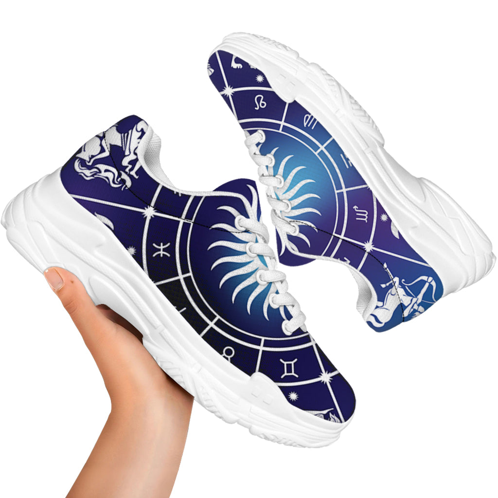 Zodiac Horoscopes Print White Chunky Shoes