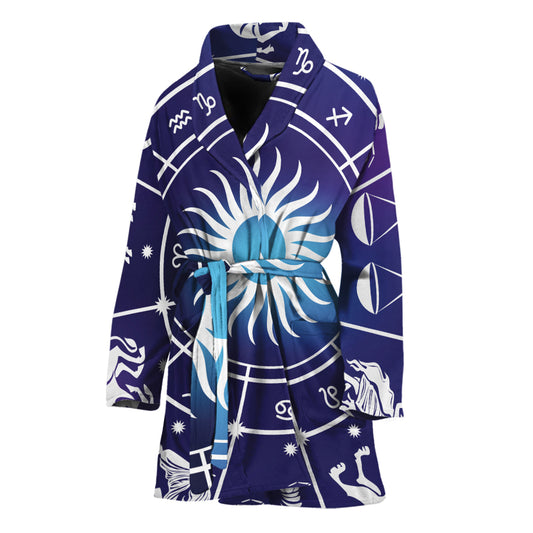 Zodiac Horoscopes Print Women's Bathrobe