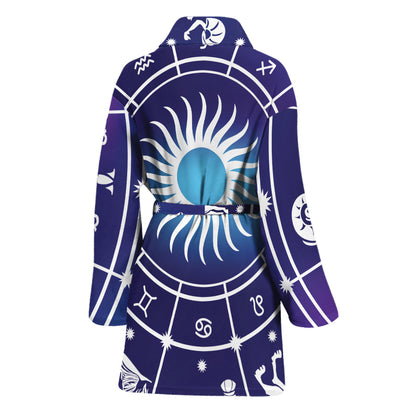 Zodiac Horoscopes Print Women's Bathrobe