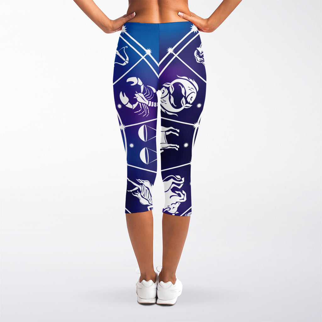 Zodiac Horoscopes Print Women's Capri Leggings