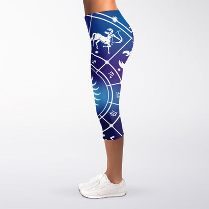 Zodiac Horoscopes Print Women's Capri Leggings