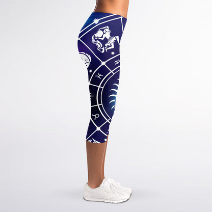 Zodiac Horoscopes Print Women's Capri Leggings