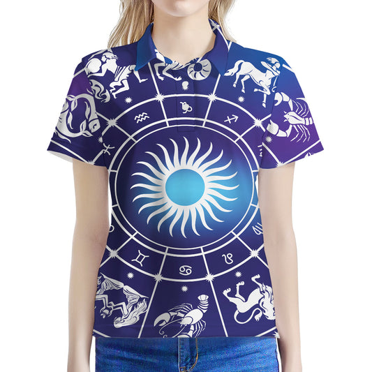 Zodiac Horoscopes Print Women's Polo Shirt
