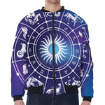 Zodiac Horoscopes Print Zip Sleeve Bomber Jacket