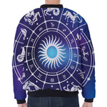 Zodiac Horoscopes Print Zip Sleeve Bomber Jacket
