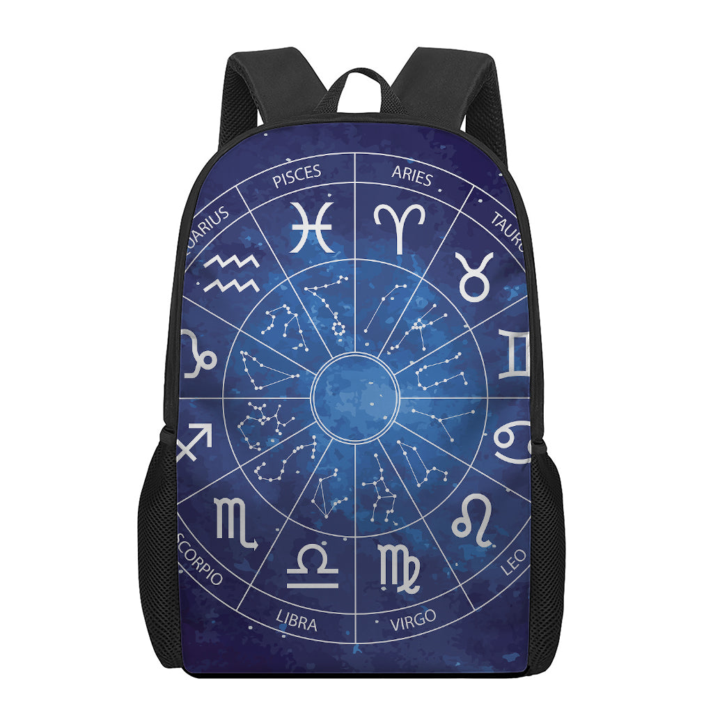 Zodiac Signs Wheel Print 17 Inch Backpack