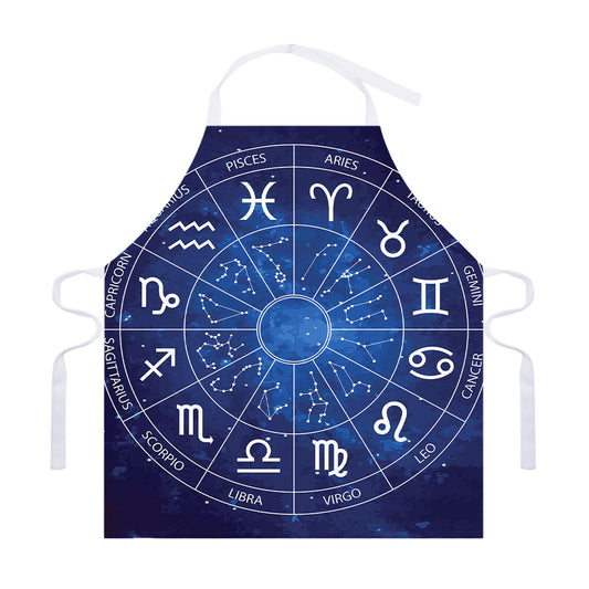 Zodiac Signs Wheel Print Adjustable Apron