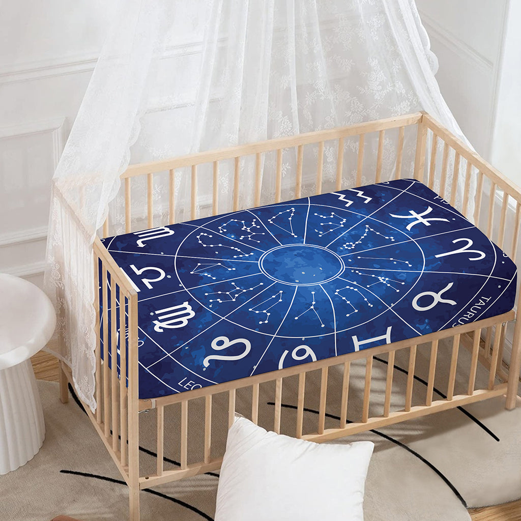 Zodiac Signs Wheel Print Baby Crib Sheet
