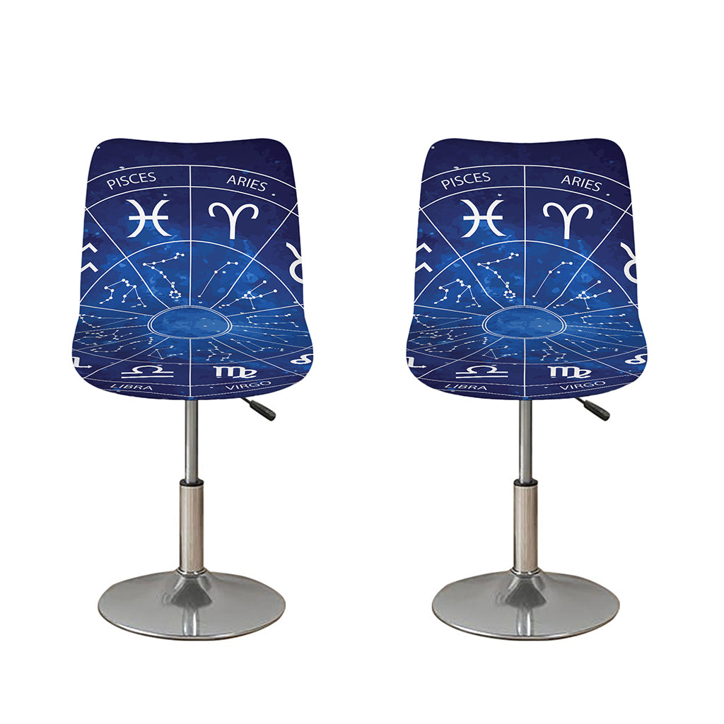 Zodiac Signs Wheel Print Bar Stool Covers