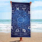 Zodiac Signs Wheel Print Beach Towel