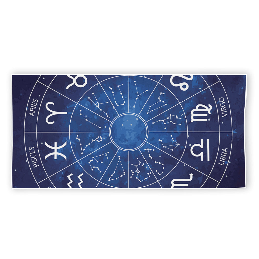 Zodiac Signs Wheel Print Beach Towel